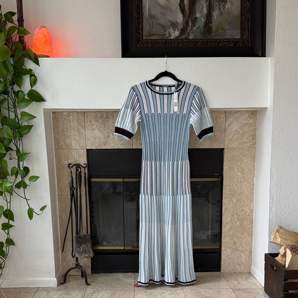 Elie Tahari Blue and Black Long Sleeve Dress Small NEW - Picture 5 of 7